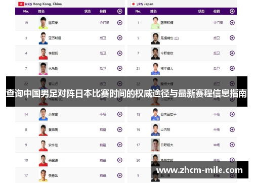 查询中国男足对阵日本比赛时间的权威途径与最新赛程信息指南 查询中国男足对阵日本比赛时间的权威途径与最新赛程信息指南
