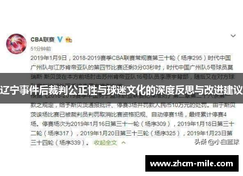 辽宁事件后裁判公正性与球迷文化的深度反思与改进建议 辽宁事件后裁判公正性与球迷文化的深度反思与改进建议
