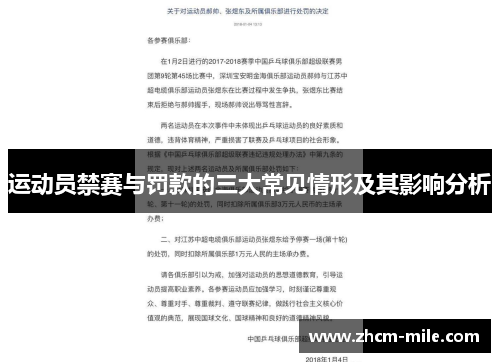 运动员禁赛与罚款的三大常见情形及其影响分析